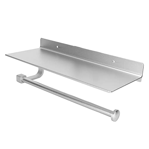 Stainless Steel Paper Towel Holder & Toilet Paper Rack - 13x4.7 Inch Wall Mount Kitchen Bathroom Organizer for Home, Hotel, Office (Perfect for Countertop & Under Cabinet Storage)