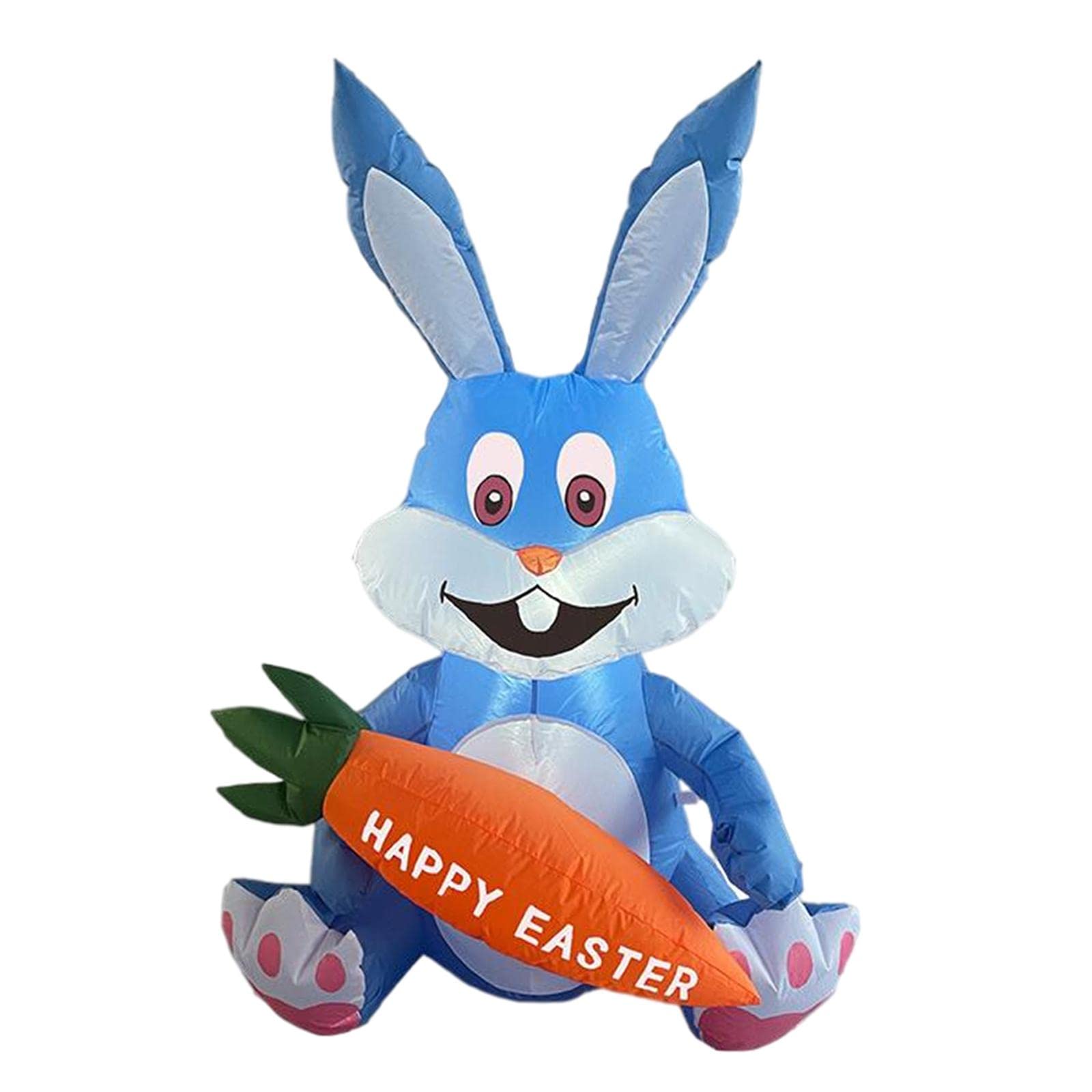 Harayaa Cute LED Easter Bunny Inflatable Decor with Carrot - Outdoor Lawn, Patio, Garden Holiday Decoration for Spring & Easter Celebrations