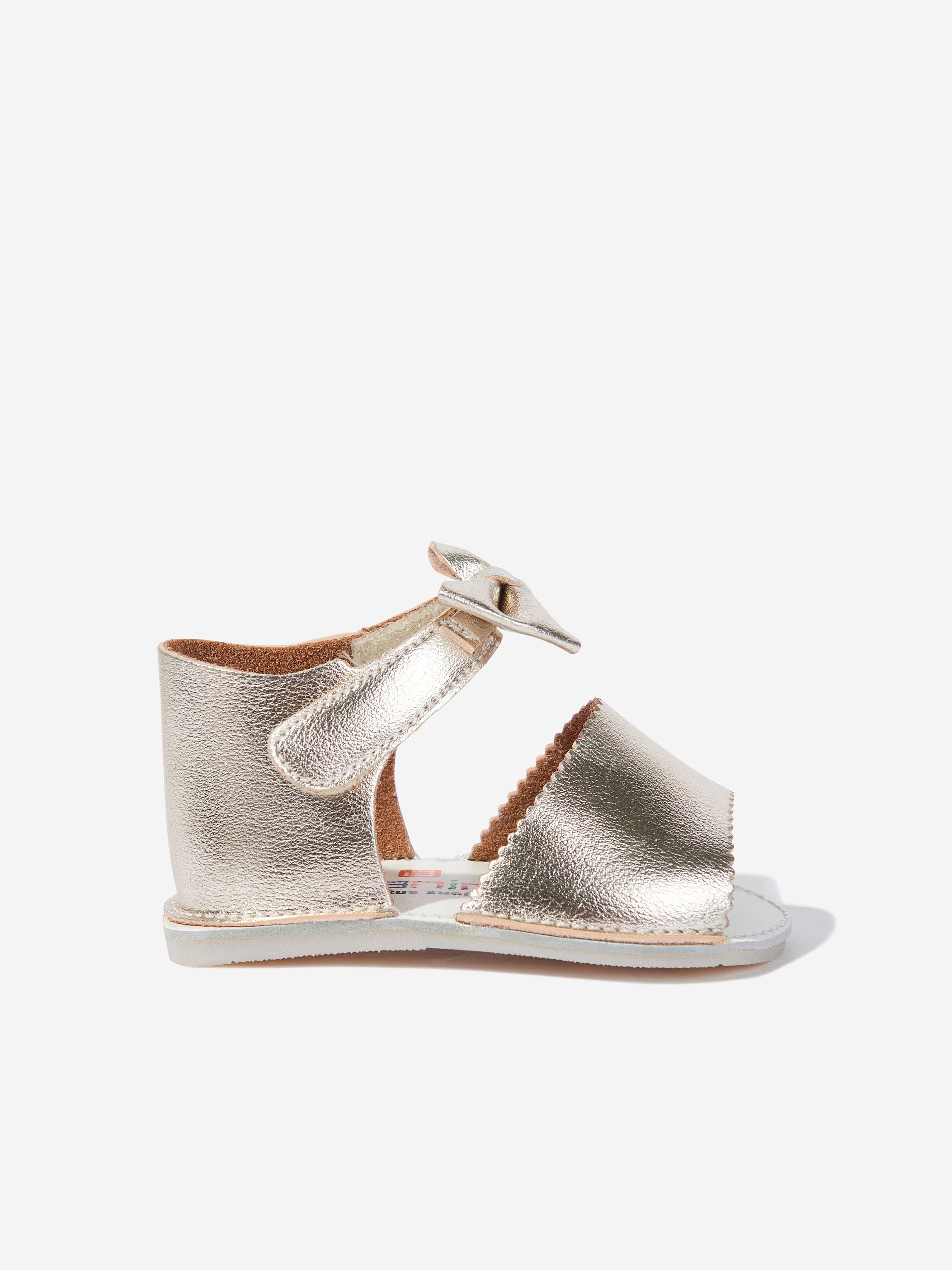 Gold Baby Girls Bow Sandals - Cute & Comfortable Toddler Sandals for Summer, Beach & Special Occasions