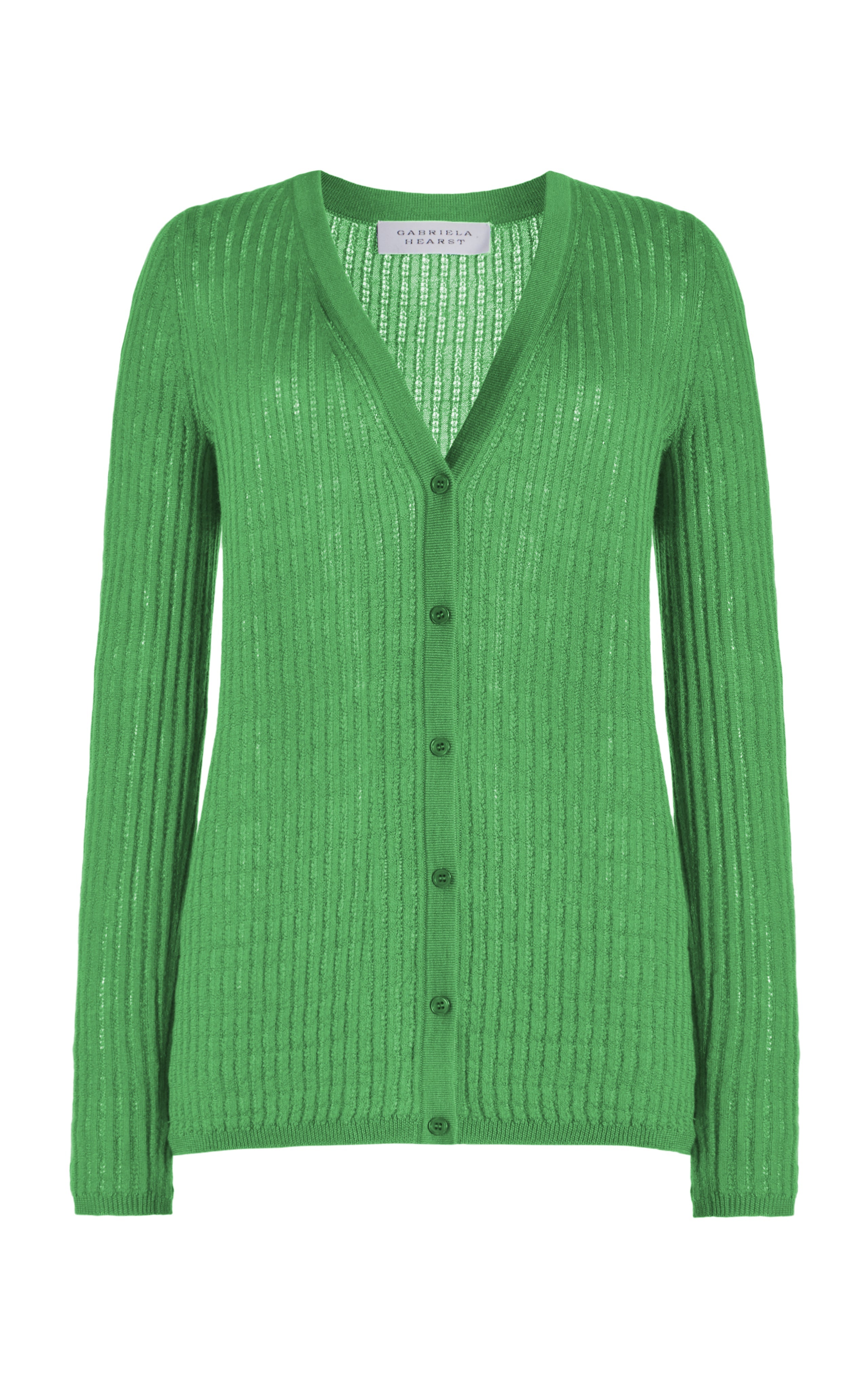 Emma Pointelle Knit Cardigan - Luxurious Peridot Green Cashmere Silk Blend Sweater for Women | Perfect for Office Wear, Date Nights & Cozy Evenings
