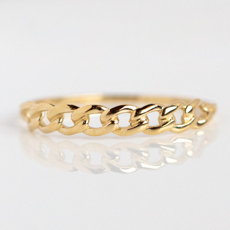 Solid Gold Chain Link Ring for Men & Women - Elegant & Durable 14K Gold Jewelry - Perfect for Weddings, Anniversaries & Gifts