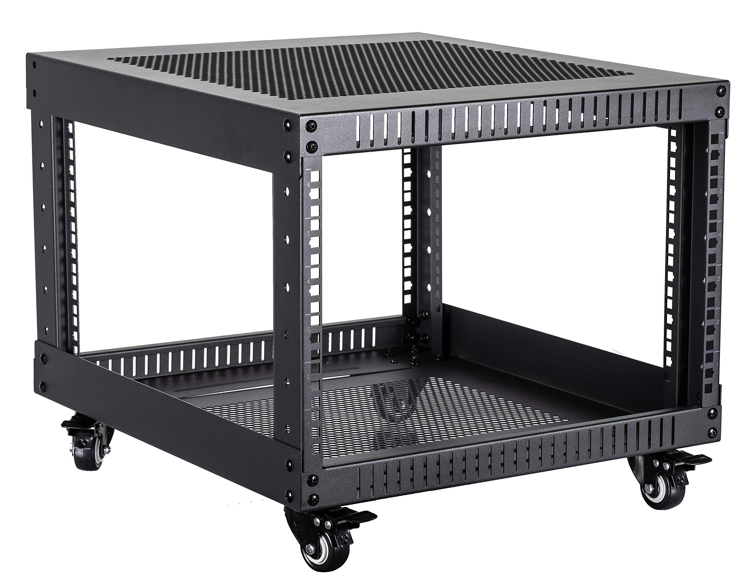 Kenuco 6U Open Frame Server Rack with Wheels - 17.75