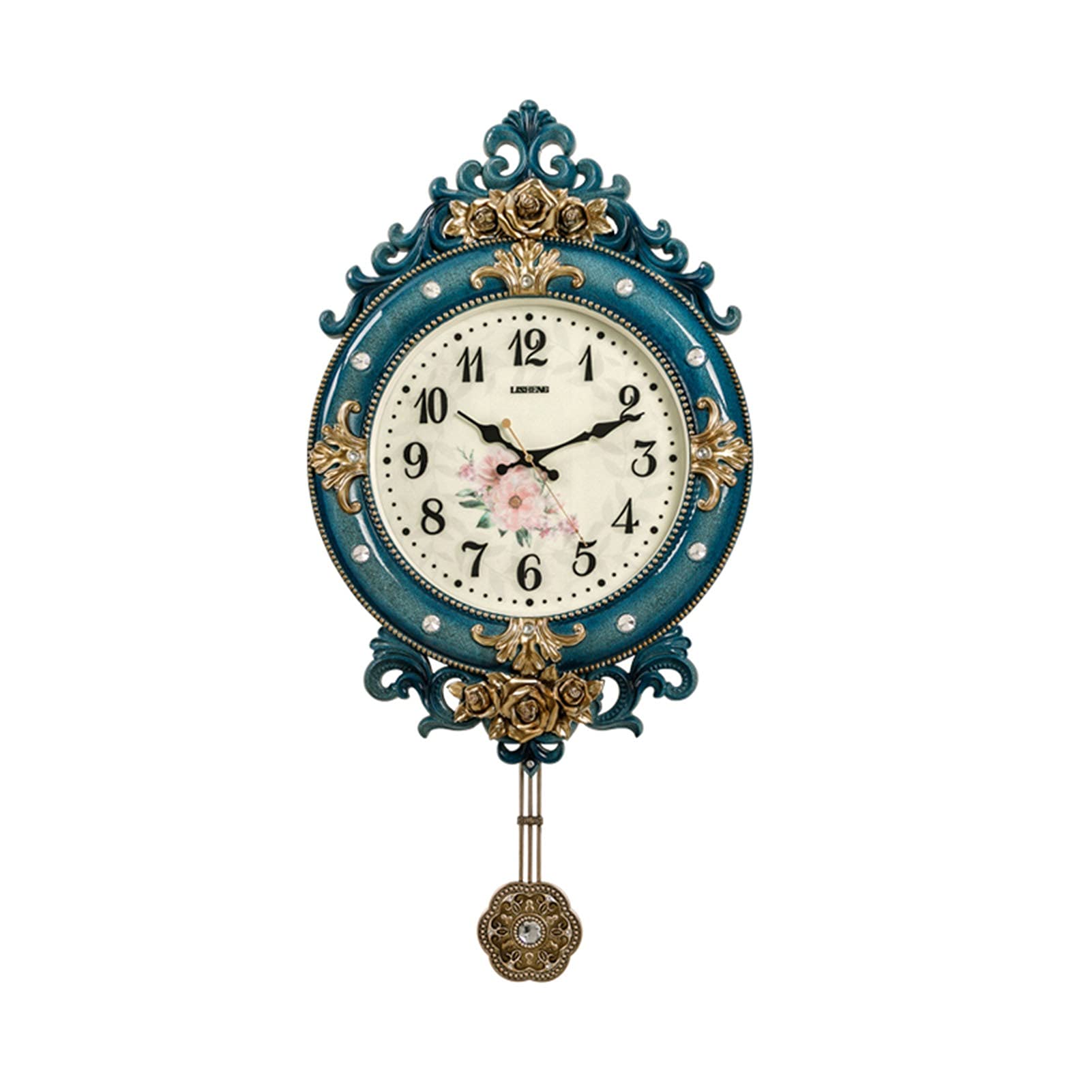 Personalized Luxury Wall Clock with Pendulum - 84×42cm Blue Decorative Living Room Clock for Home & Office Decor | Perfect for Gifts, Bedroom, Dining Room & Modern Interior Design