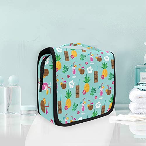 Domook Hanging Travel Toiletry Bag - Waterproof Cosmetic Organizer for Men & Women | Tropical Tiki Design | Perfect for Makeup, Shampoo & Travel Essentials | Ideal for Vacation, Camping & Gym Use
