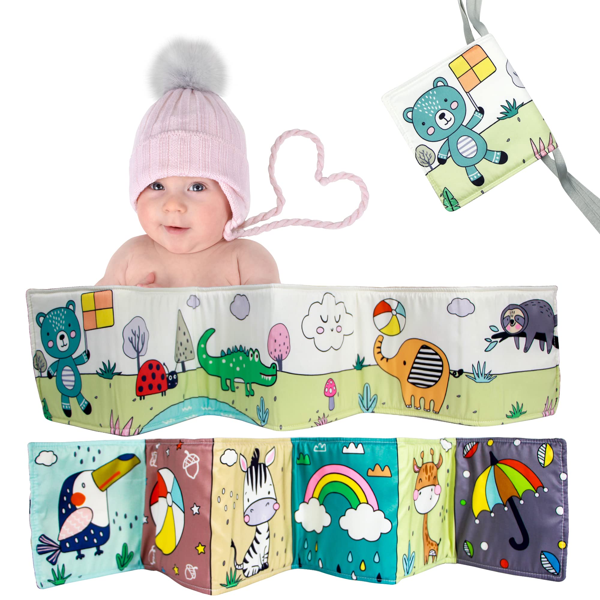 High Contrast Baby Soft Cloth Book - Black & White Sensory Toys for Newborns 0-12 Months | Tummy Time & Early Learning Activity | Educational Infant Development Toy for Visual Stimulation & Playtime