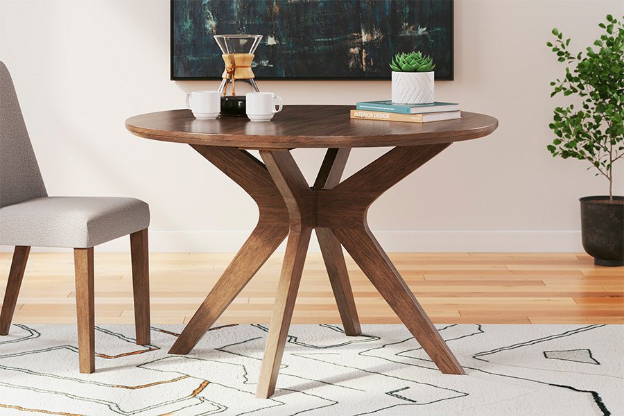Modern Round Dining Table for 4-6 People - Solid Wood Kitchen Table for Small Spaces - Perfect for Breakfast Nook, Apartment Dining, and Family Gatherings