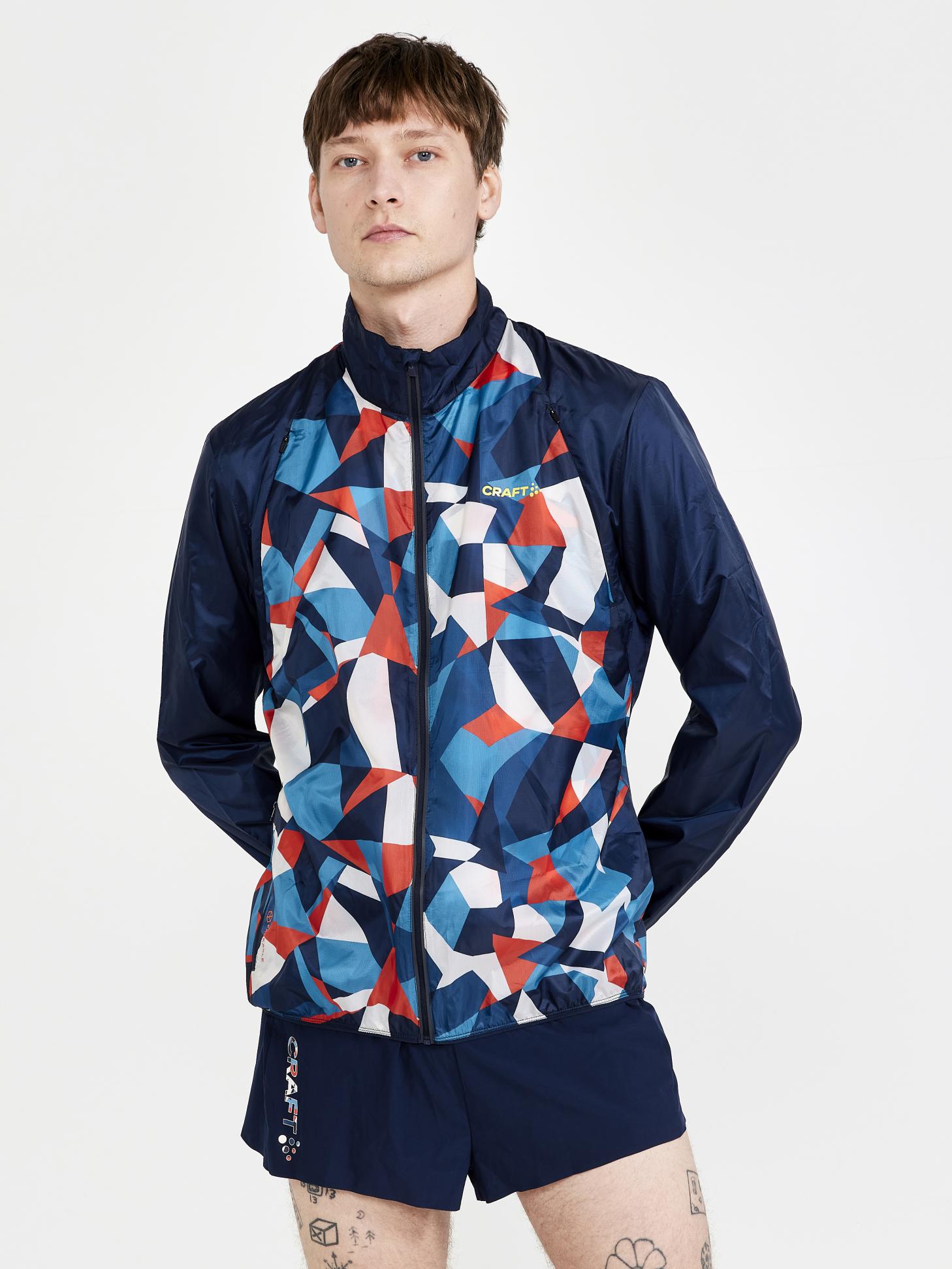 Men's PRO Dazzle Camo Running Jacket - Lightweight Waterproof Windbreaker for Outdoor Jogging & Hiking - Perfect for Cold Weather Training & Athletic Performance