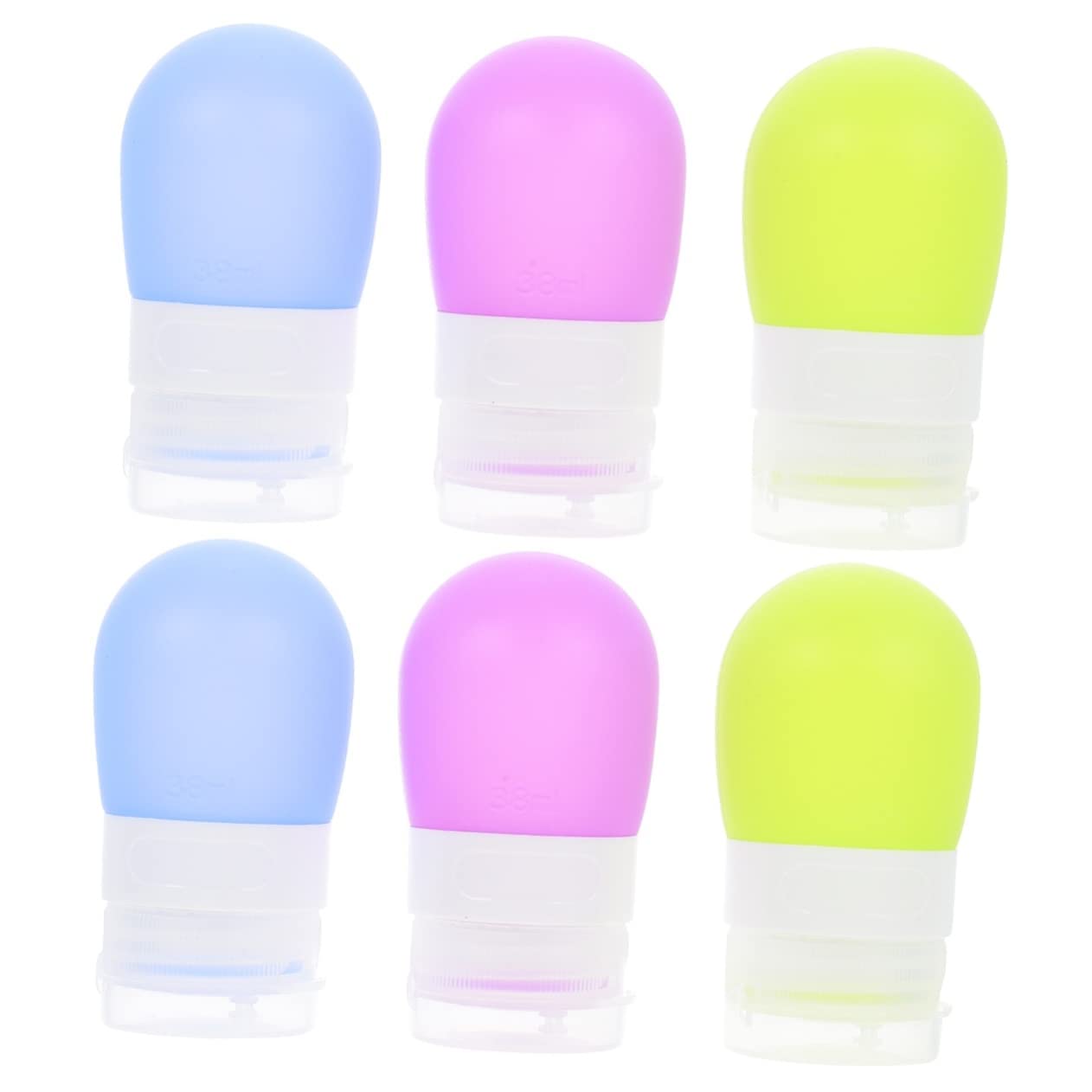Healvian 6-Pack Silicone Travel Bottles for Shampoo, Conditioner & Toiletries - Leak-Proof Refillable Containers for Air Travel, Gym, Camping & Vacation Essentials
