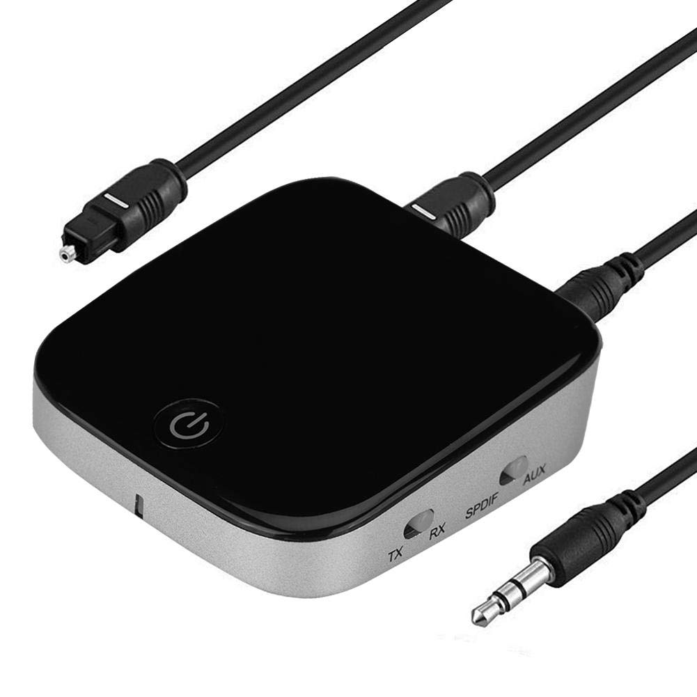 2-in-1 Bluetooth Receiver & Transmitter - Wireless Audio Adapter with 3.5mm AUX & Optical TOSLINK SPDIF Port for TV, PC, Headphones & Home Stereo System | Stream Music Wirelessly for Home Entertainment & Office Use