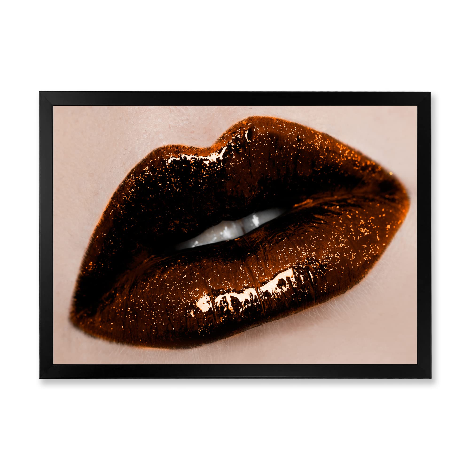 Close-Up of Gorgeous Woman Lips II - Modern Framed Wall Art Print for Living Room, Bedroom & Office Decor