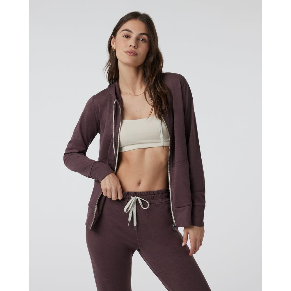 Vuori Women's Halo Performance Hoodie 2.0 - Lightweight Athletic Pullover in Elderberry Heather for Running, Yoga & Gym Workouts
