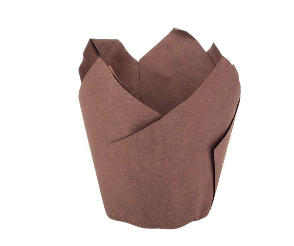Decora Tulip Muffin Cups - Chocolate Brown Baking Liners for Cupcakes, Muffins & Desserts - Perfect for Parties, Baking & Gift Giving