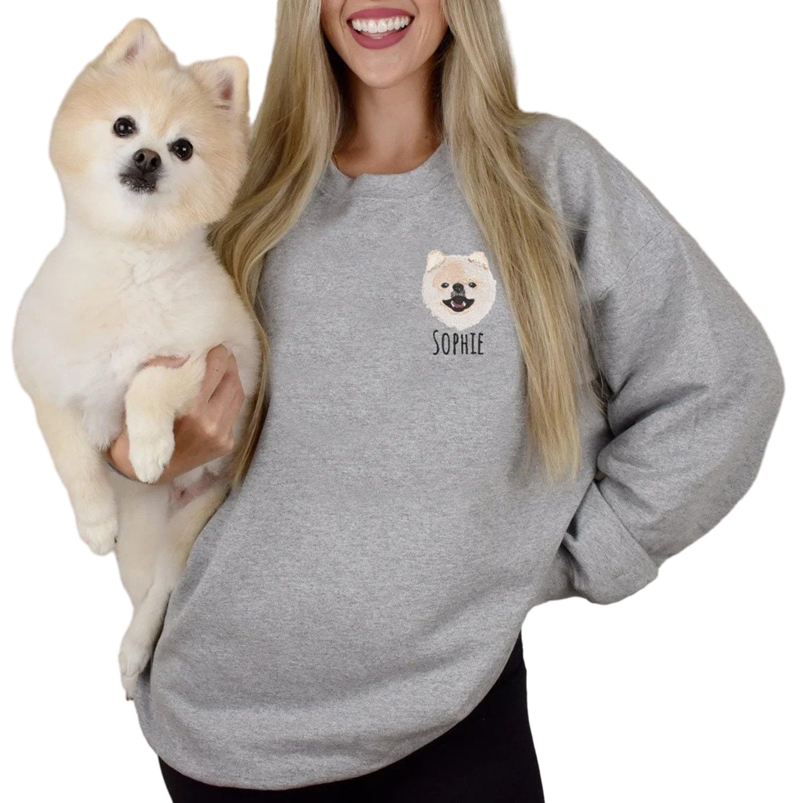 Custom Embroidered Dog Mom Sweatshirt - Personalized Pet Photo Hoodie for Women | Dog Lover Gift for Birthday, Christmas | Cozy Casual Wear for Dog Walks & Pet Owners (Style 1, Size M)