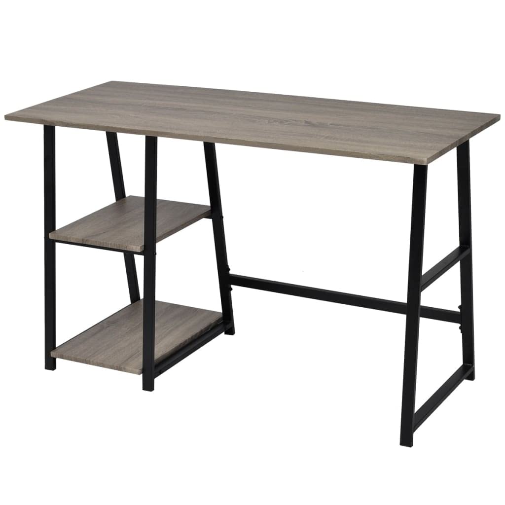 Modern Simple Computer Desk with 2 Shelves - Sturdy Metal A-Frame Office Desk for Home, Living Room, Bedroom - Perfect Workstation for Students & Young Professionals