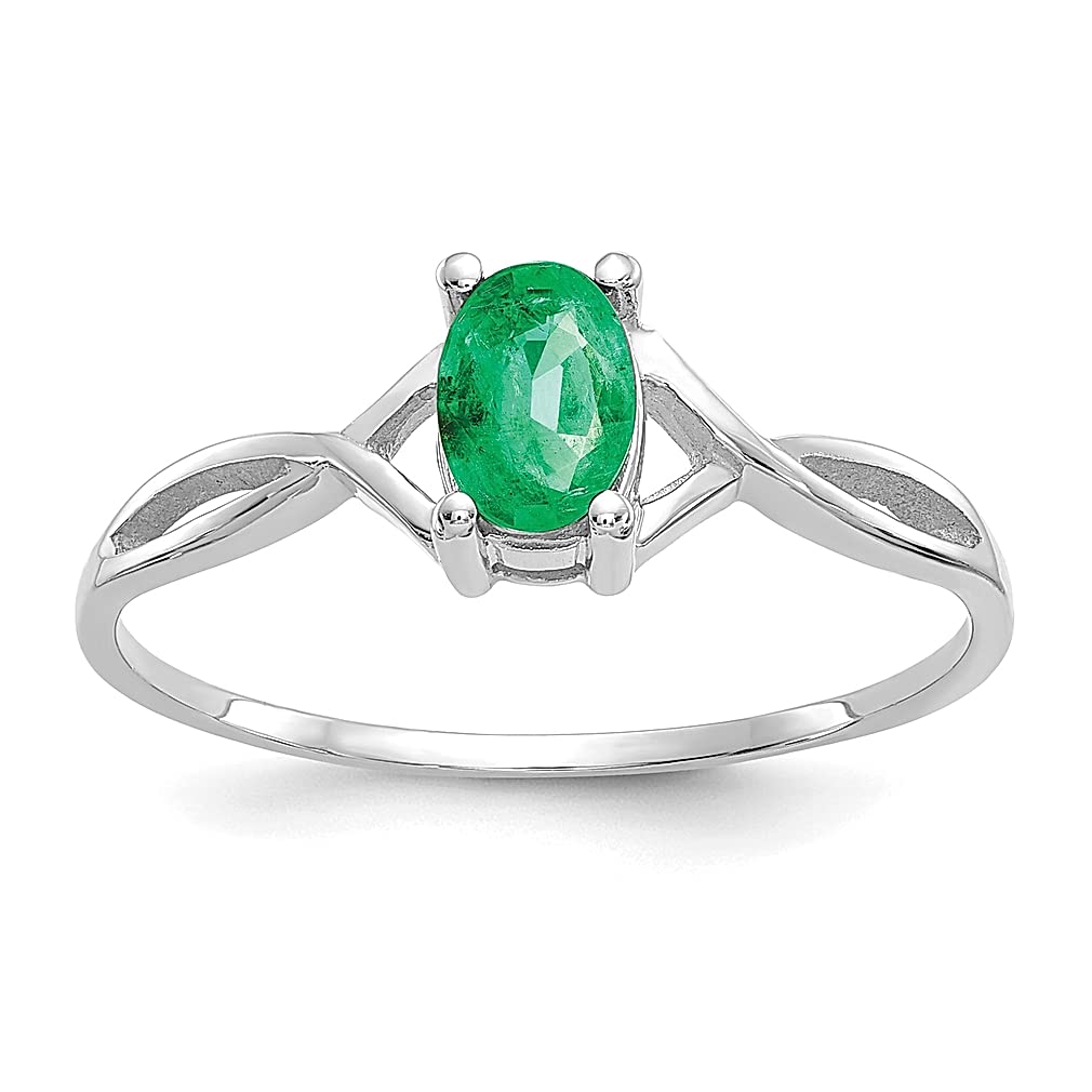 14K White Gold Emerald Birthstone Ring - May Birthstone Jewelry for Women, Elegant Gift for Her, Perfect for Birthdays, Anniversaries & Special Occasions