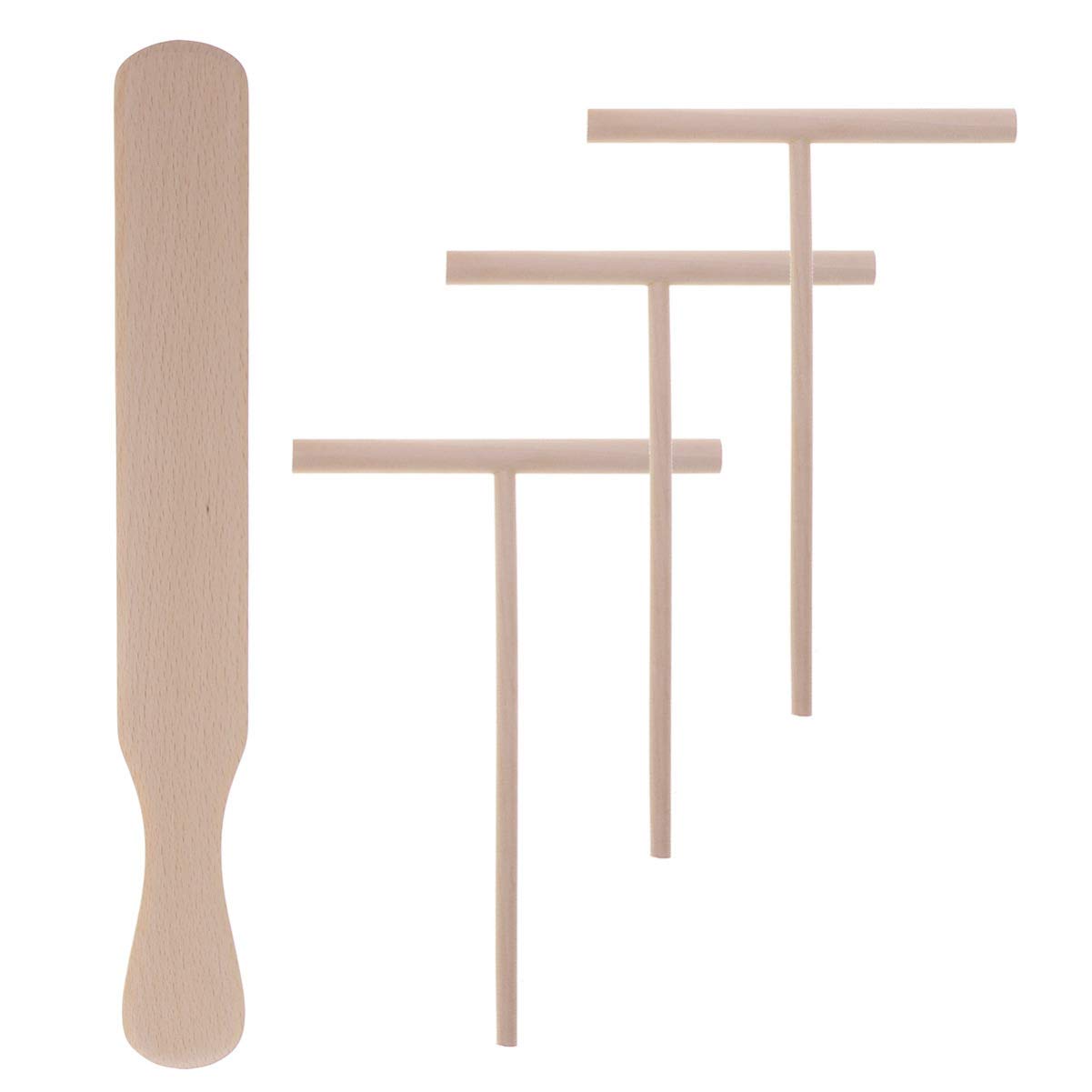 **Hemoton 4-Piece Wooden Crepe Maker Set - Dough Scraper, Spreader & Spatula for Pancakes, Crepes & Baking | Perfect for Home Kitchen, Breakfast & Brunch**