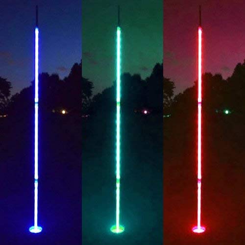 Glowing LED Night Golf Pin Flags (Set of 3) - 6.5 ft Light Up Golf Flags for Night Practice & Backyard Games - Perfect for Driving Range, Mini Golf & Outdoor Parties
