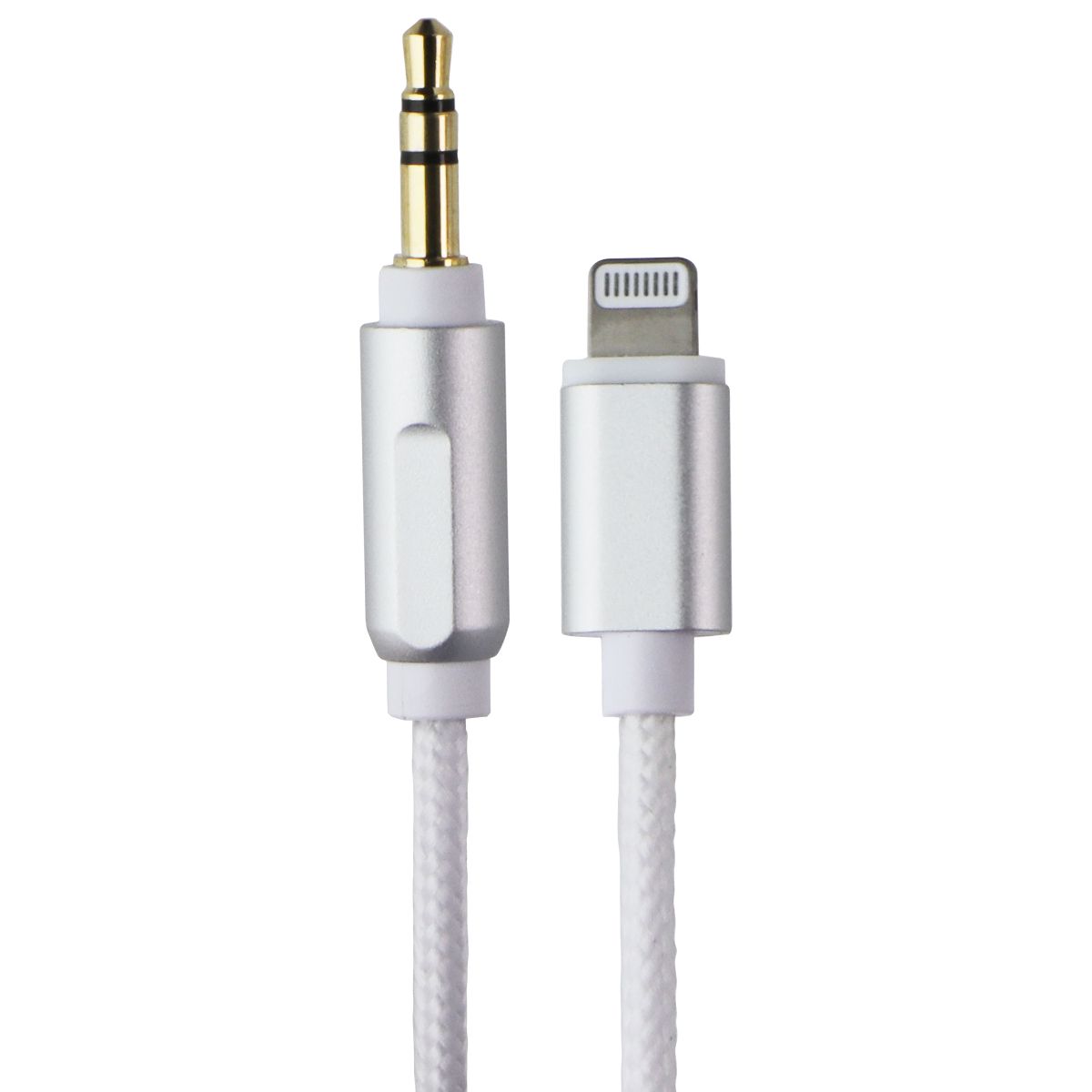 Premium 6ft Braided 3.5mm to Lightning Cable - Nylon Reinforced Aux Cord for iPhone/iPad - White (Perfect for Car Audio, Home Stereo & Mobile Charging)