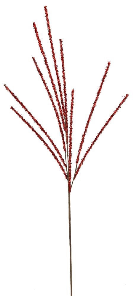 35 Red Foil Glitter Twig Spray - Christmas Tree Decorations, Holiday Party Centerpieces, Wedding Bouquet Accents - Perfect for Festive Home Decor and Seasonal Floral Arrangements
