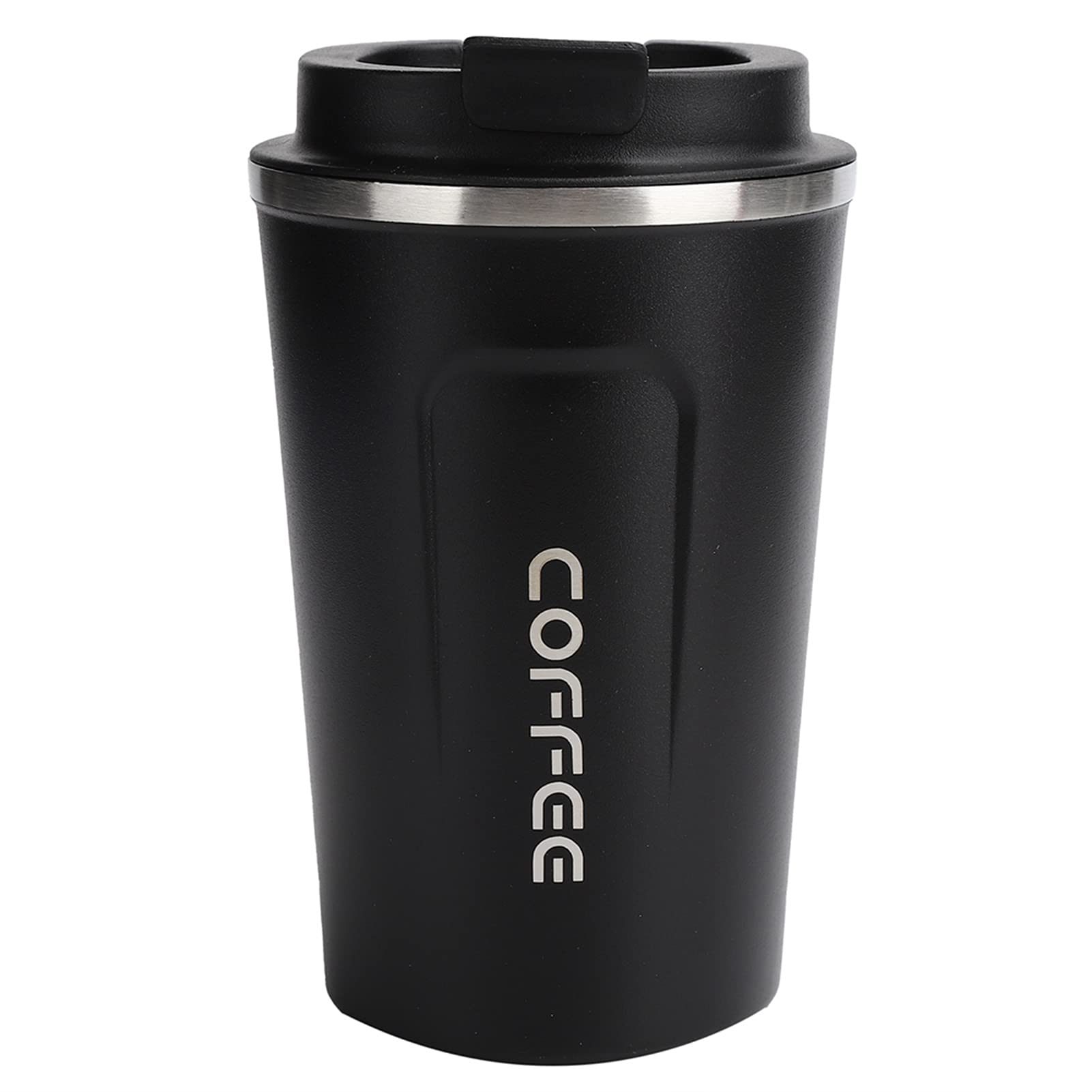 Vacuum Insulated Stainless Steel Coffee Mug with Lid - 380ml Double-Wall Spill Proof Travel Tumbler for Hot & Cold Drinks - Perfect for Commuting, Office & Car (Black)
