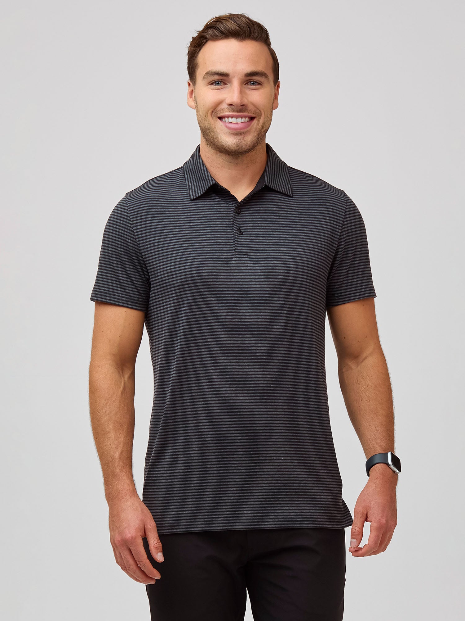 Breathable Striped Performance Polo Shirt 3 Pack for Men - Gym, Golf & Casual Wear