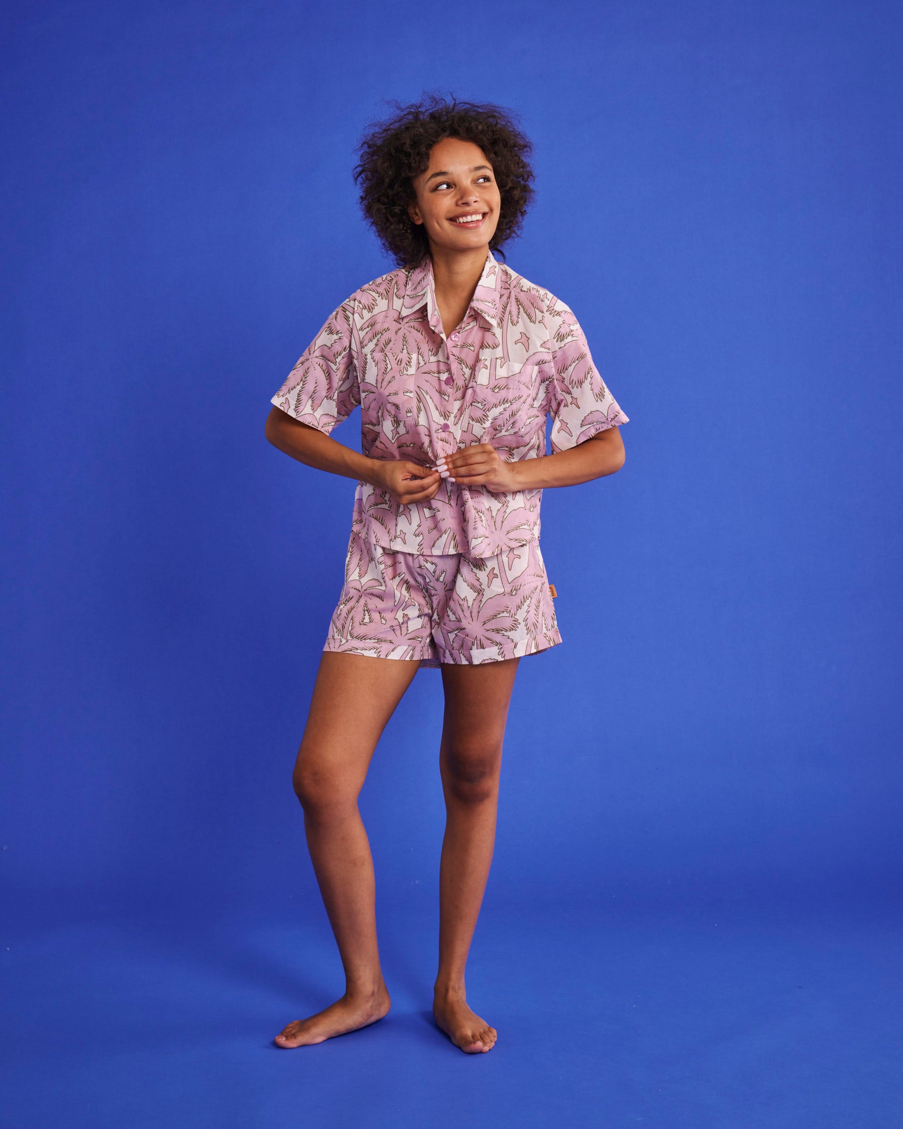 Organic Cotton Short Sleeve Shirt & Short Pajama Set for Women - Soft & Breathable Sleepwear - Perfect for Summer Nights, Lounging & Travel
