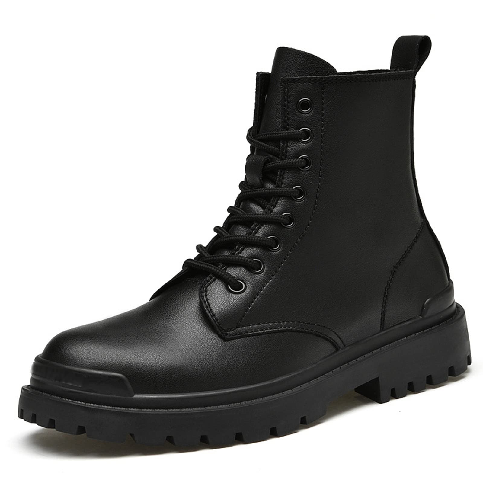 **GAGC Men's Size 48 Martin Boots - Black Plus Velvet Leather High-Top Outdoor Boots for Hiking & Casual Wear (Size 8)**