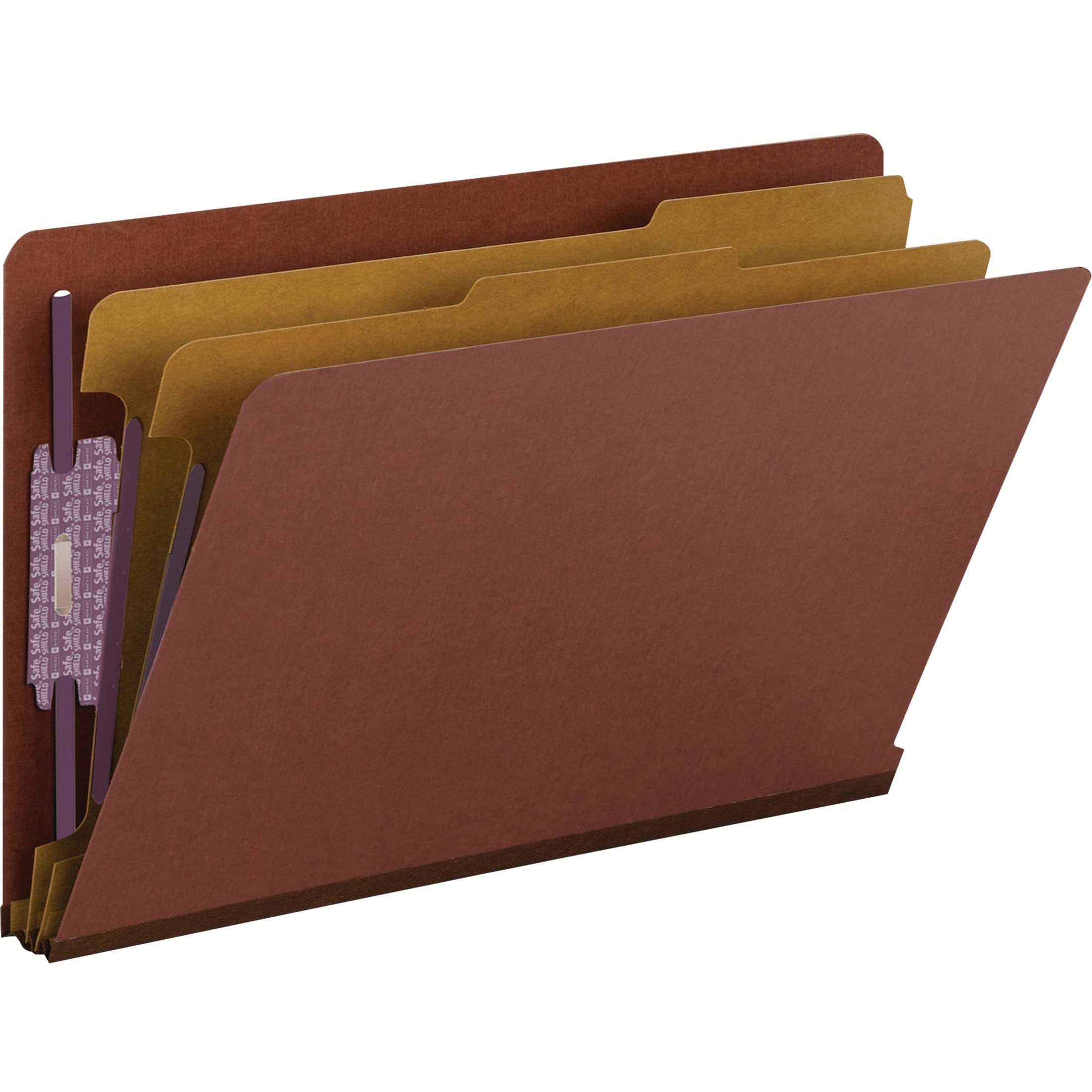 Smead 100% Recycled Pressboard File Folder with SafeSHIELD Fasteners - 2 Dividers, 2