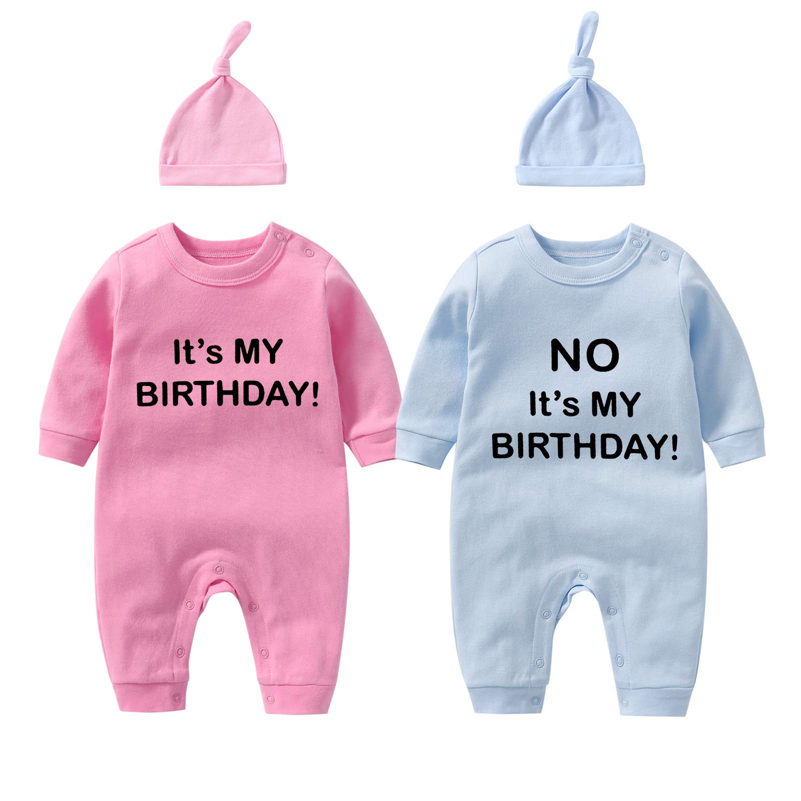 YSCULBUTOL Baby Twins Rompers - My Birthday Outfit for Newborn Infant Jumpsuit | Baby Girl & Boy Clothes | Perfect for Birthday Photos, Family Gatherings & Special Occasions