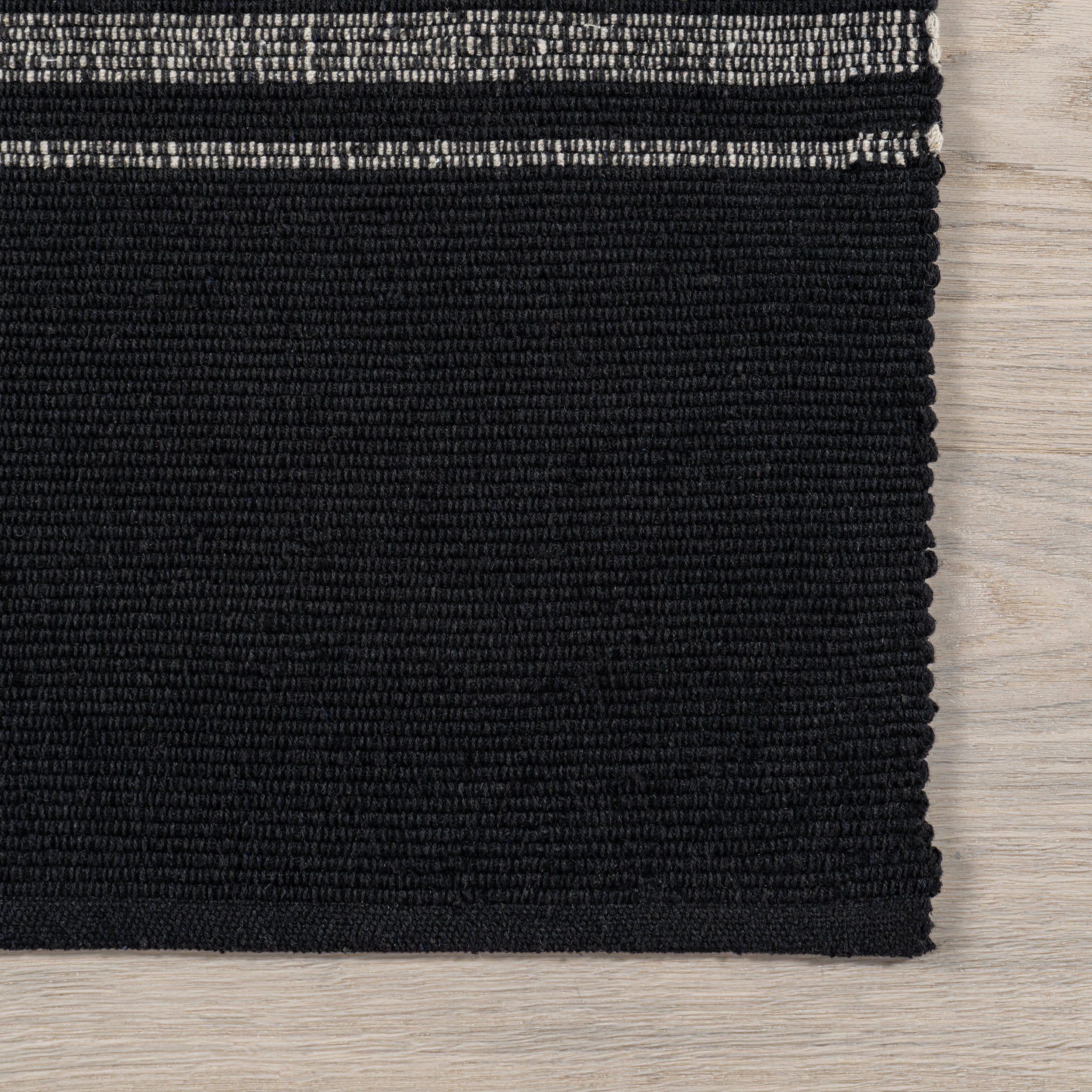 Bergamot Striped Cotton Rug - Soft & Durable Black Area Rug for Living Room, Bedroom, or Office Decor