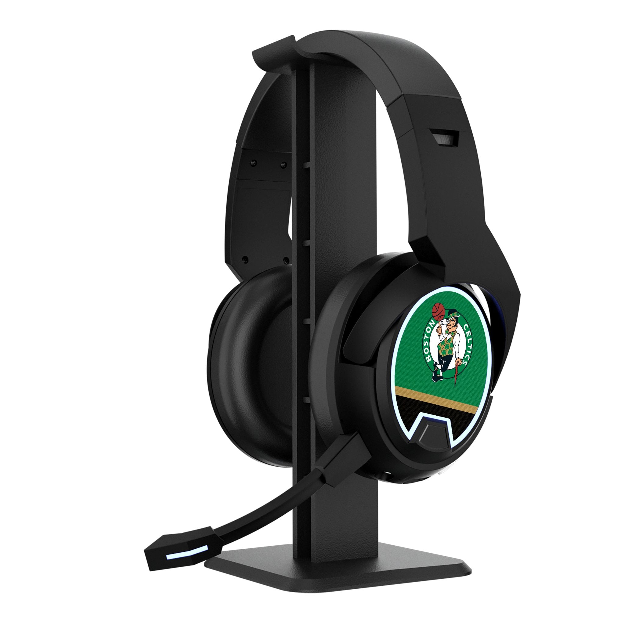 Boston Celtics Gaming Headset with LED Strip Lights - Noise Cancelling Over-Ear Headphones for PC/PS5/Xbox - Perfect for Celtics Fans & Esports Gaming Sessions