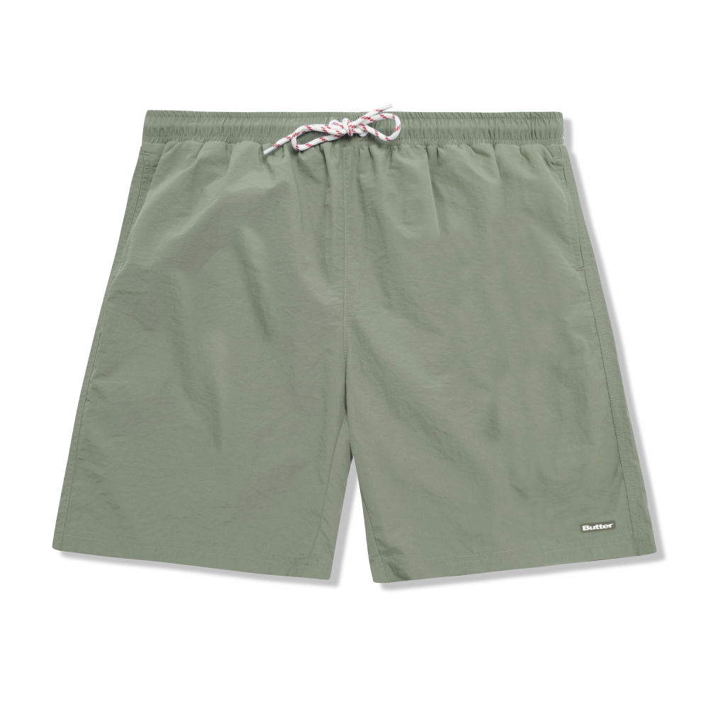 Butter Goods Men's Swim Shorts - Sage Green Quick-Dry Beach Board Shorts for Swimming, Surfing & Summer Vacations