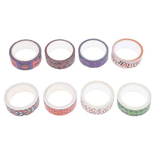 EXCEART 8 Rolls Halloween Washi Tape Set - Pumpkin, Ghost, Bat & Star Patterns for DIY Crafts, Scrapbooking, Gift Wrapping & Journaling - Decorative Adhesive Tape for Halloween Party Decorations & School Projects