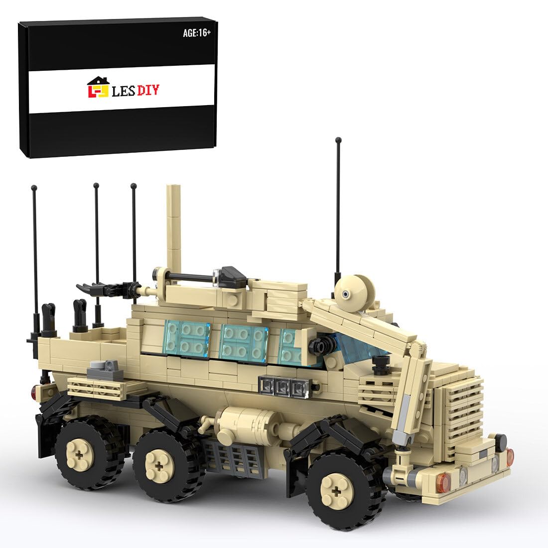 Luminda Military Vehicle Building Blocks Set - 836 Pcs WW2 MPCV EOD Mine Clearance Army Truck Model Kit for Adults & Kids | Perfect for Collectors, STEM Learning & War History Enthusiasts | Great Gift for Birthday, Christmas & Army Themed Parties