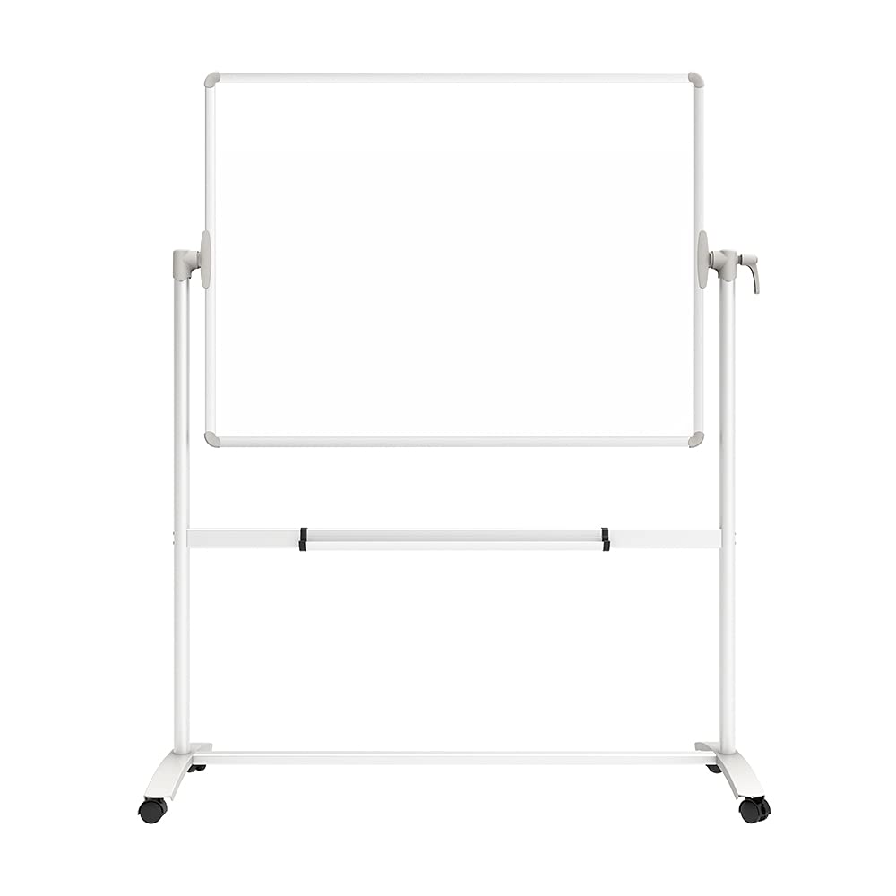 VIZ-PRO 48 x 36 Inches Double-Sided Magnetic Dry Erase Whiteboard with Steel Stand - Portable Mobile Whiteboard for Office, Classroom & Home Use