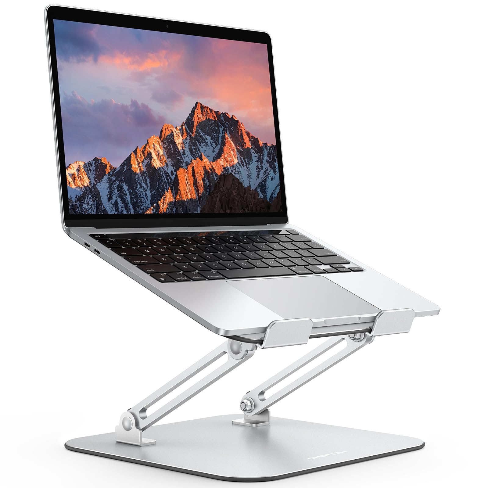 OMOTON Adjustable Laptop Stand for Desk - Ergonomic Metal Computer Riser with Cooling Function, Compatible with MacBook Air/Pro & All 10-17.2 Inch Laptops (Silver) - Perfect for Home Office, Gaming & Workspace Setup