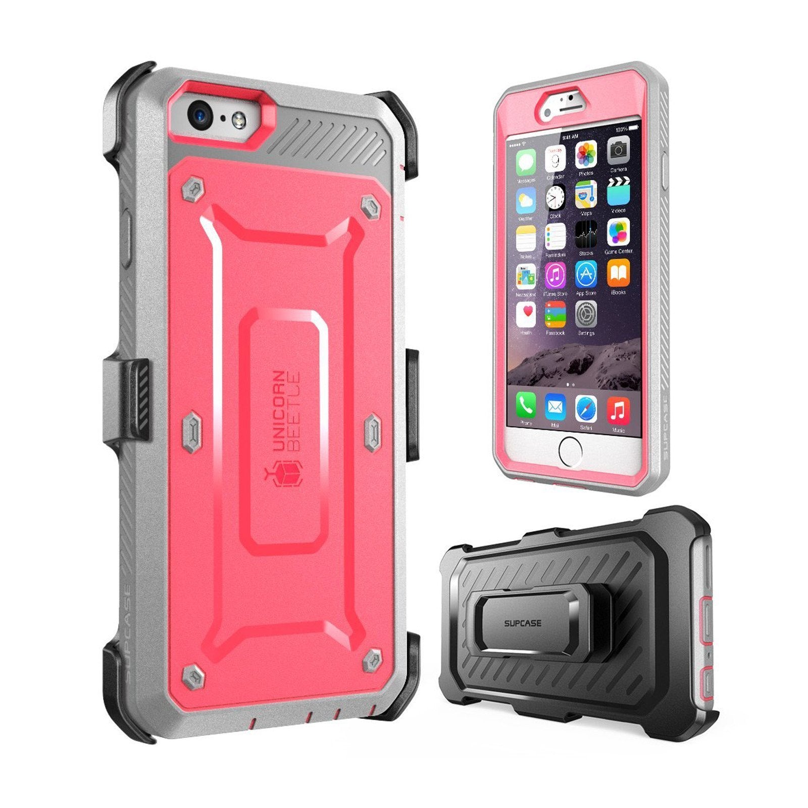 iPhone 6 Plus / 6S Plus Unicorn Beetle Pro Full Body Rugged Holster Case with Built-in Screen Protector - Shockproof Heavy Duty Protection for Outdoor, Work & Daily Use (Pink)