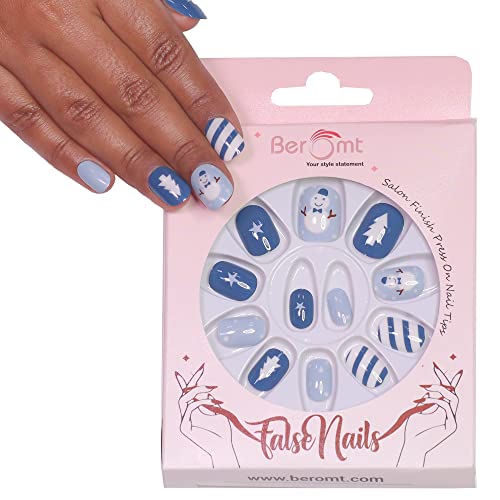 Beromt Press On Nails Set - 24PCS Full Cover Fake Nails with Multicolor Acrylic Designs for Kids & Teens | Easy Application, Long Lasting | Perfect for Parties, Halloween, School Events & Daily Wear