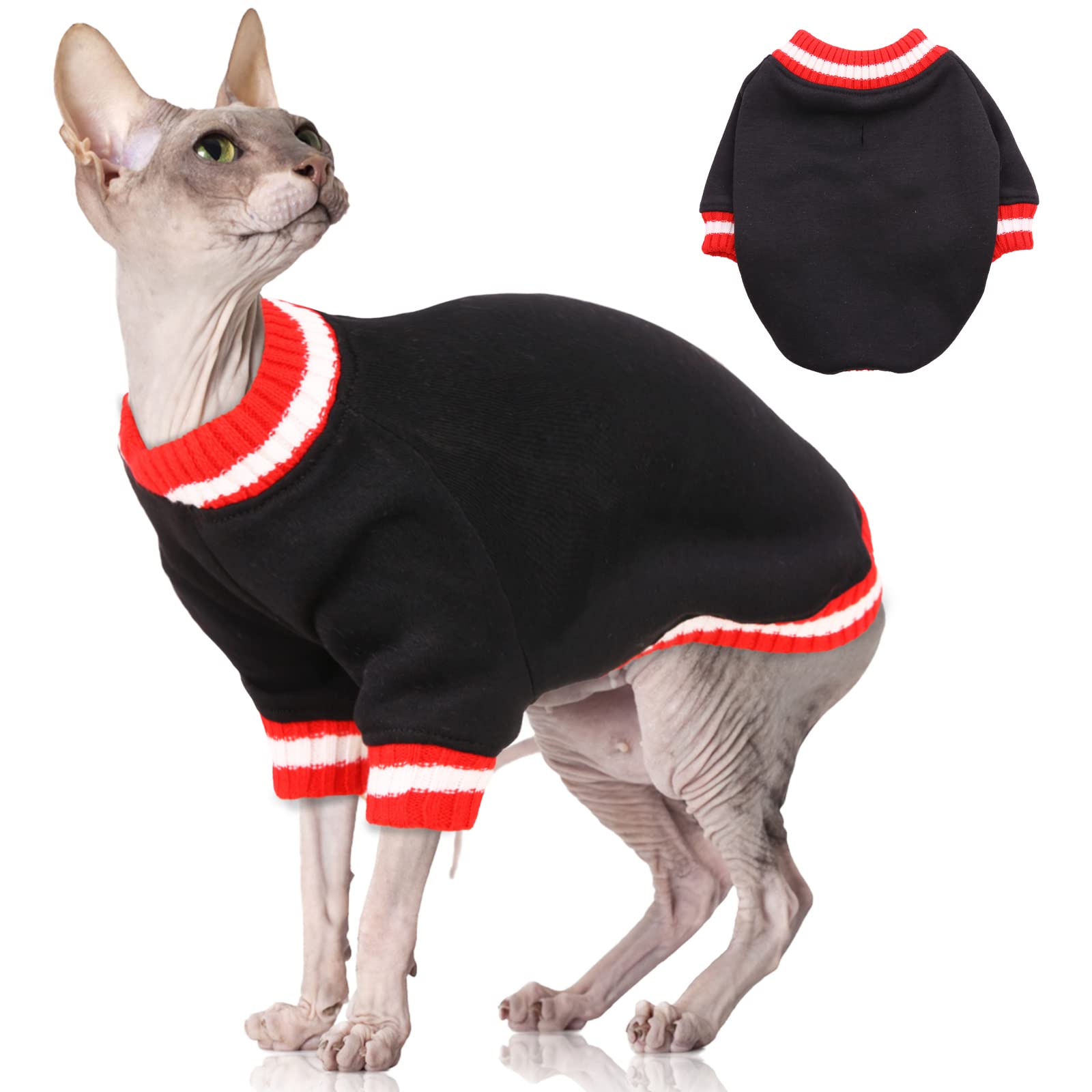 FUAMEY Warm Fleece Dog Sweater - Soft Winter Pullover for Small & Medium Dogs, Cozy Pet Clothes for Boys & Girls, Thick Puppy Vest in Black XS - Perfect for Cold Weather Walks & Indoor Comfort