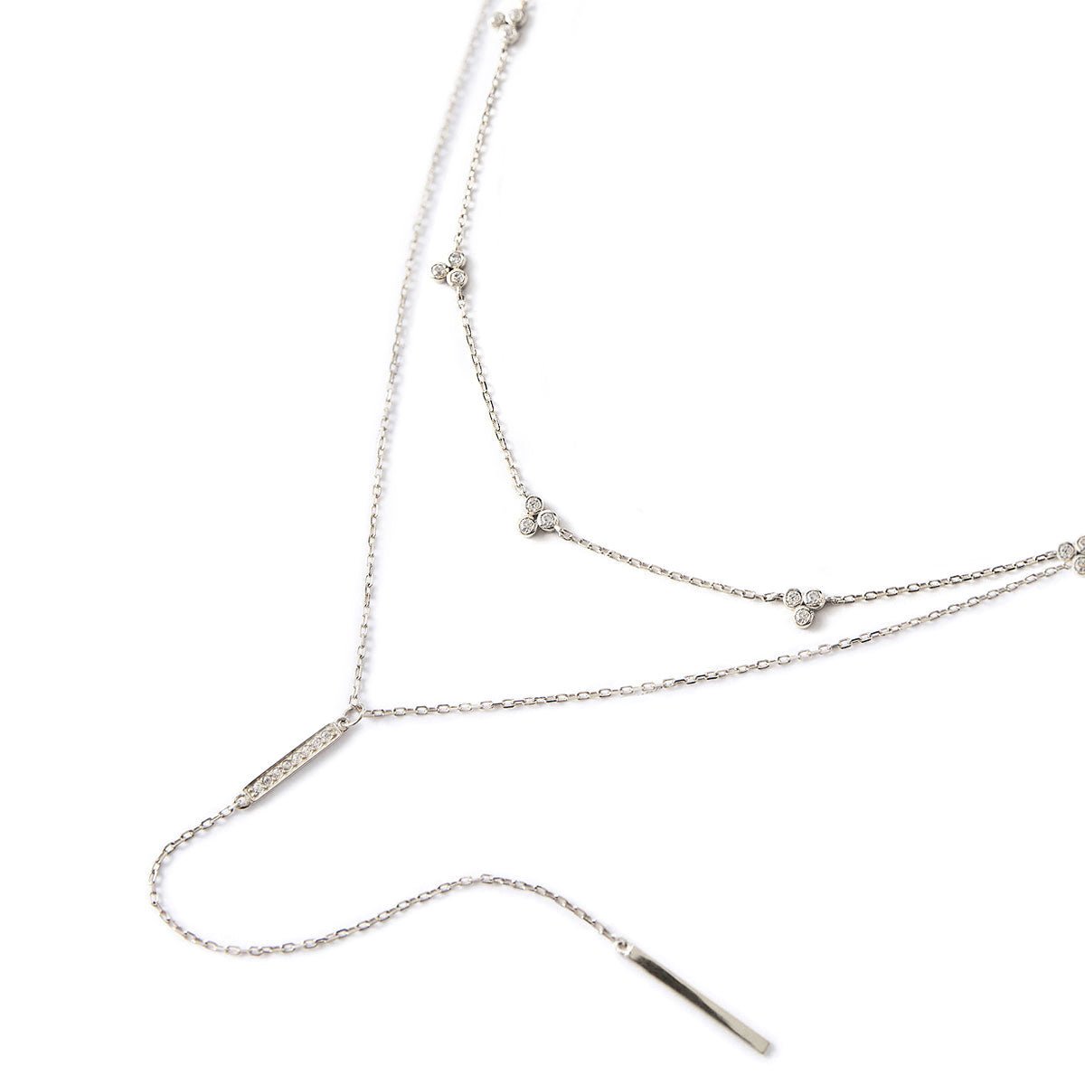Clover Bar Lariat Layered Necklace Duo - Elegant Gold & Silver Layered Chain for Women | Perfect for Date Night, Office Wear & Special Occasions