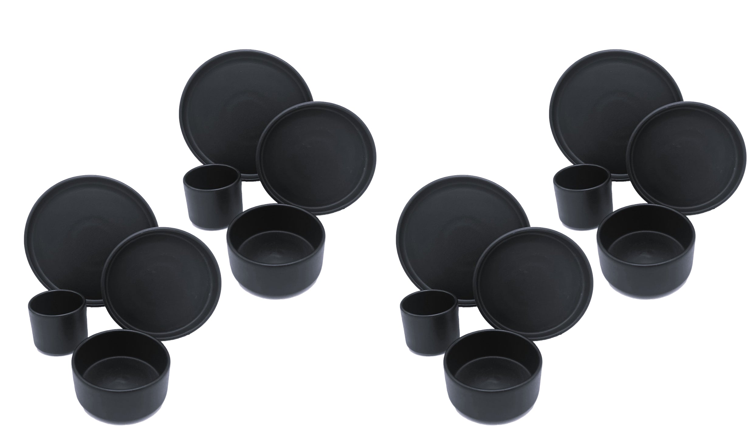 16-Piece American Modern Dinnerware Set - Matte Black Ceramic Plates, Bowls & Mugs - Elegant Tableware for Everyday Dining & Entertaining