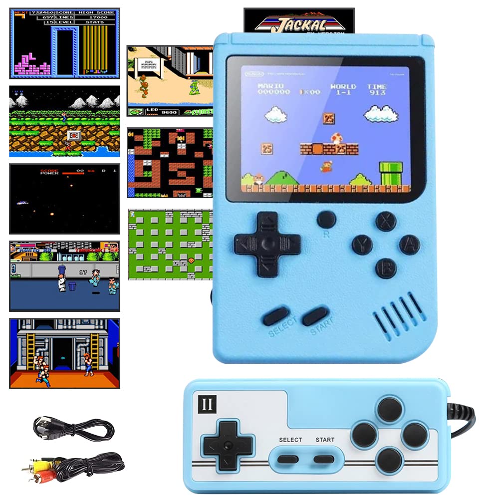 Retro Handheld Game Console with 800 Classic Games - 3.0 Inch Display, 1020mAh Rechargeable Battery, TV Output & 2-Player Mode - Portable Gaming Device for Adults & Kids (Blue) - Perfect for Travel, Commuting, and Family Entertainment