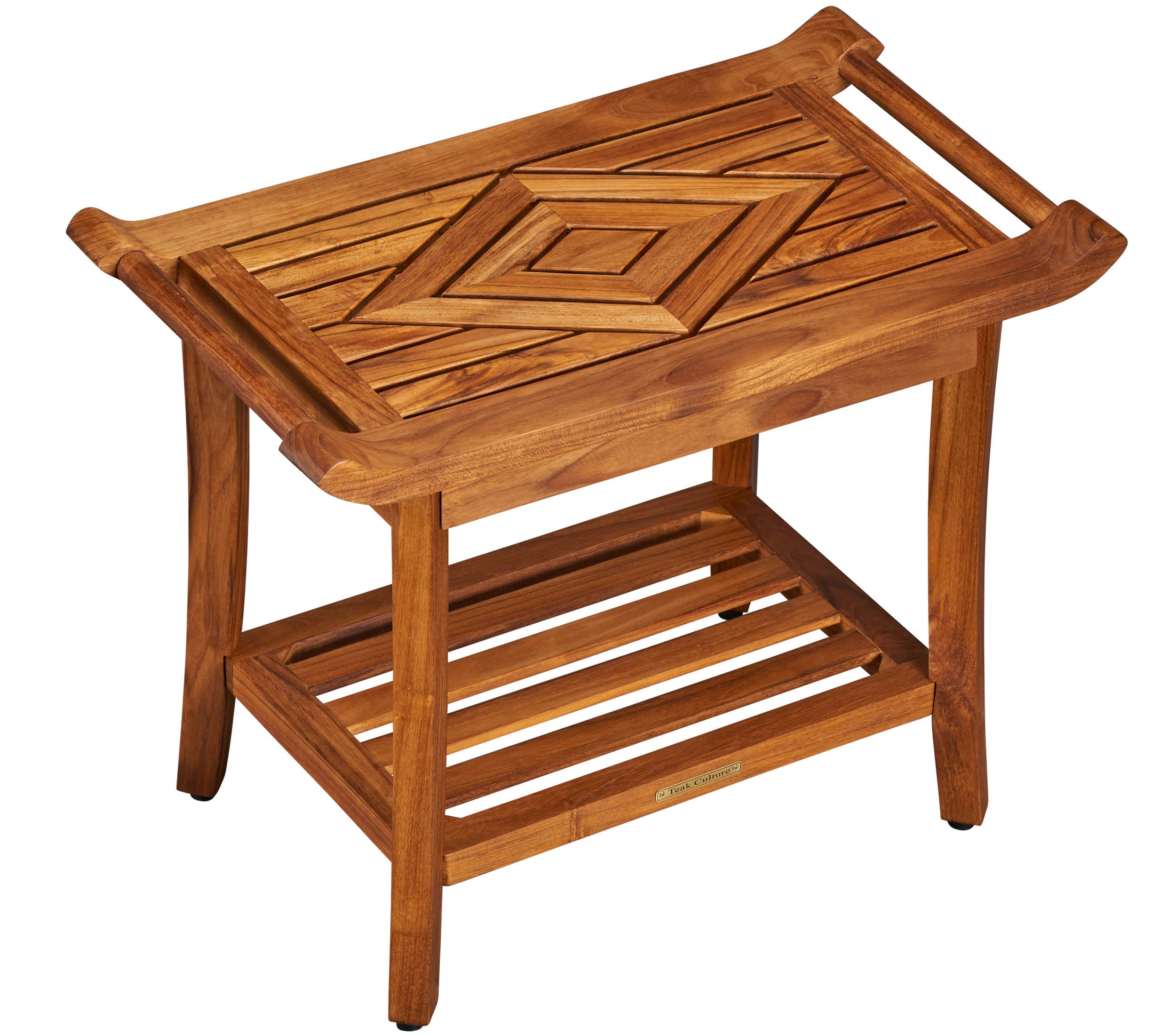 Premium Teak Shower Bench with Adjustable Leveling Feet - Waterproof Bath Stool for Spa, Sauna & Pool - 25