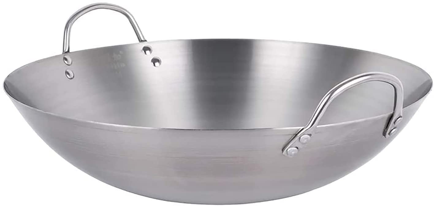 Professional Non-Stick Wok Pan - Large Carbon Steel Stir Fry Pan with Sturdy Handle for Sauteing, Frying & Cooking - Perfect for Asian Cuisine, Home Kitchen & Restaurant Use