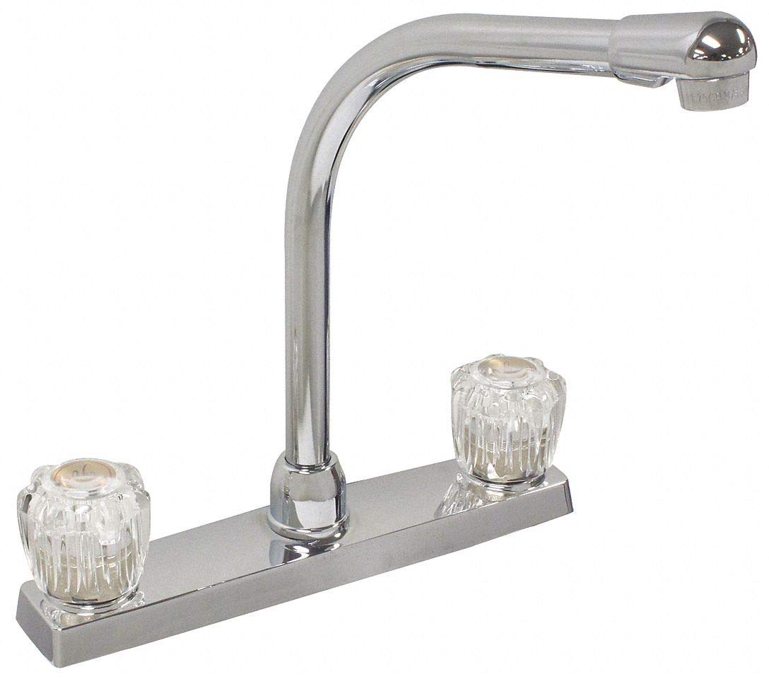 Premium Brass Gooseneck Kitchen Faucet - 2-Handle Manual Operation (Model 2-77-4891) by Kissler & Co - Ideal for Modern Farmhouse & Industrial Style Kitchens