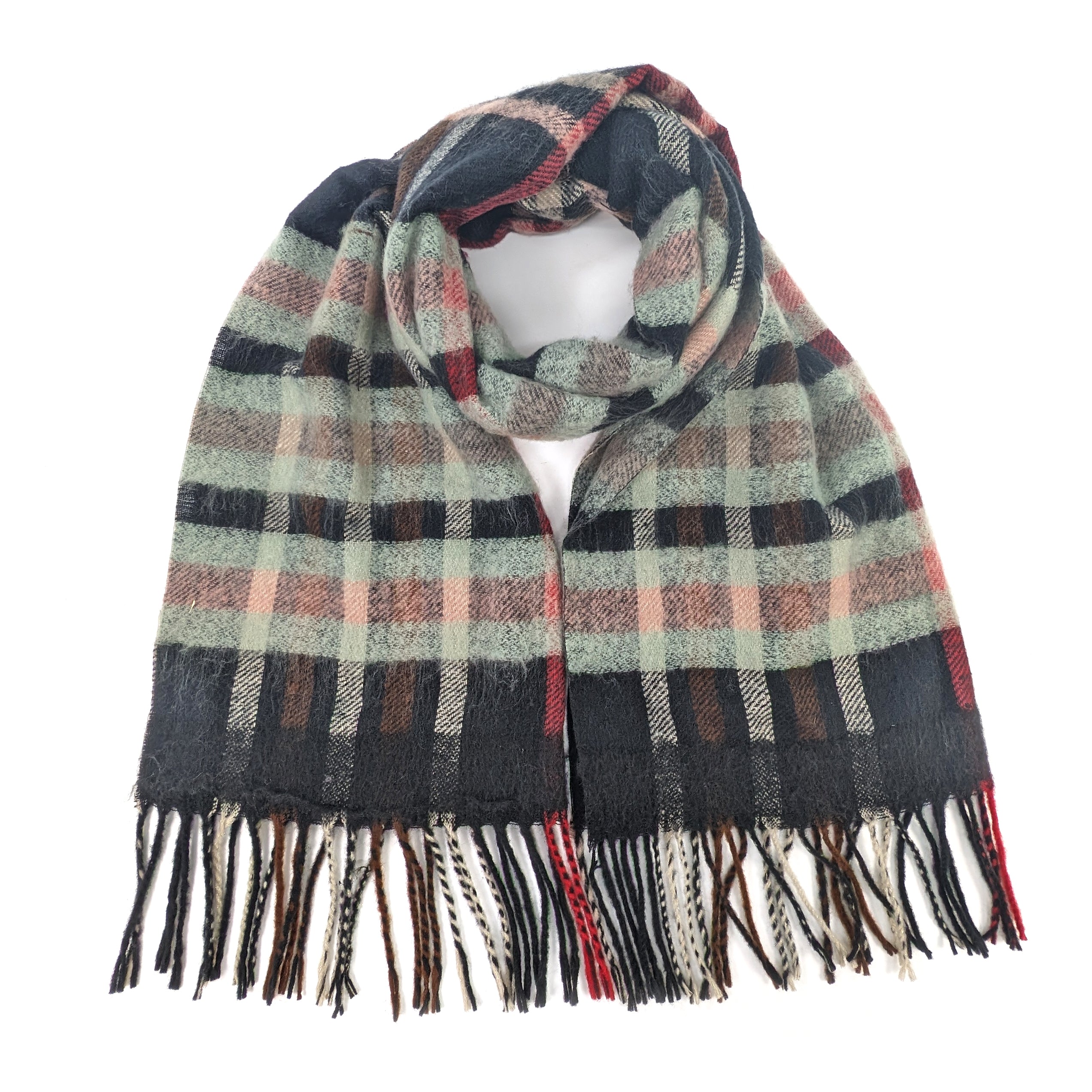 Ruen Unisex Scarf - Soft Winter Fashion Accessory (60x200cm) - Black/Sage - Perfect for Cold Weather, Office & Outdoor Activities