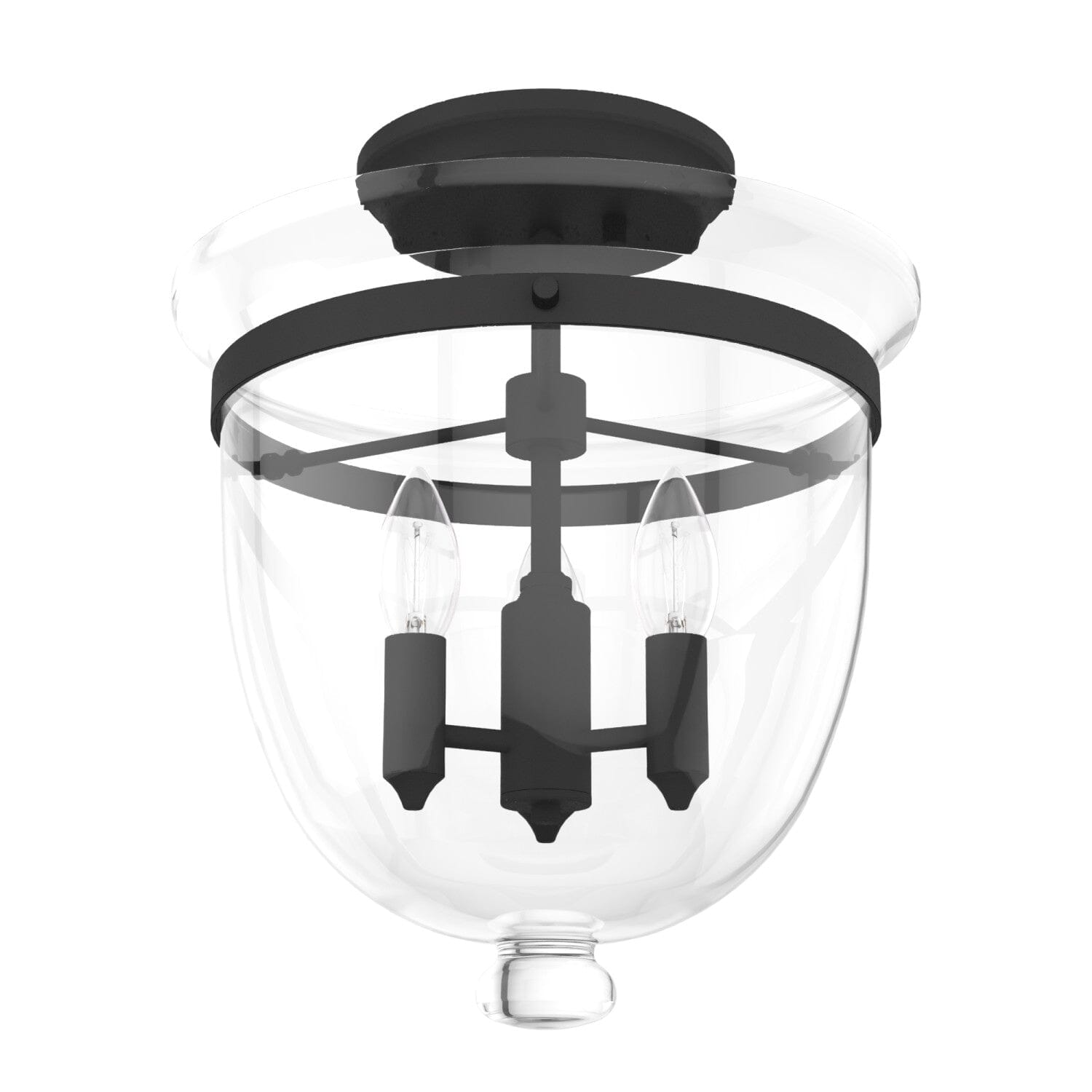 Belltown 3-Light Semi Flush Mount Ceiling Fixture - Modern Lighting for Bedroom, Living Room & Hallway