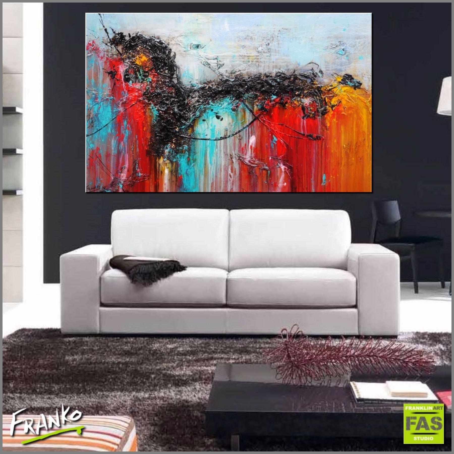 160cm x 100cm Teal Red Abstract Canvas Painting - Modern Wall Art for Living Room, Bedroom & Office Decor | Cobalt Dash Collection