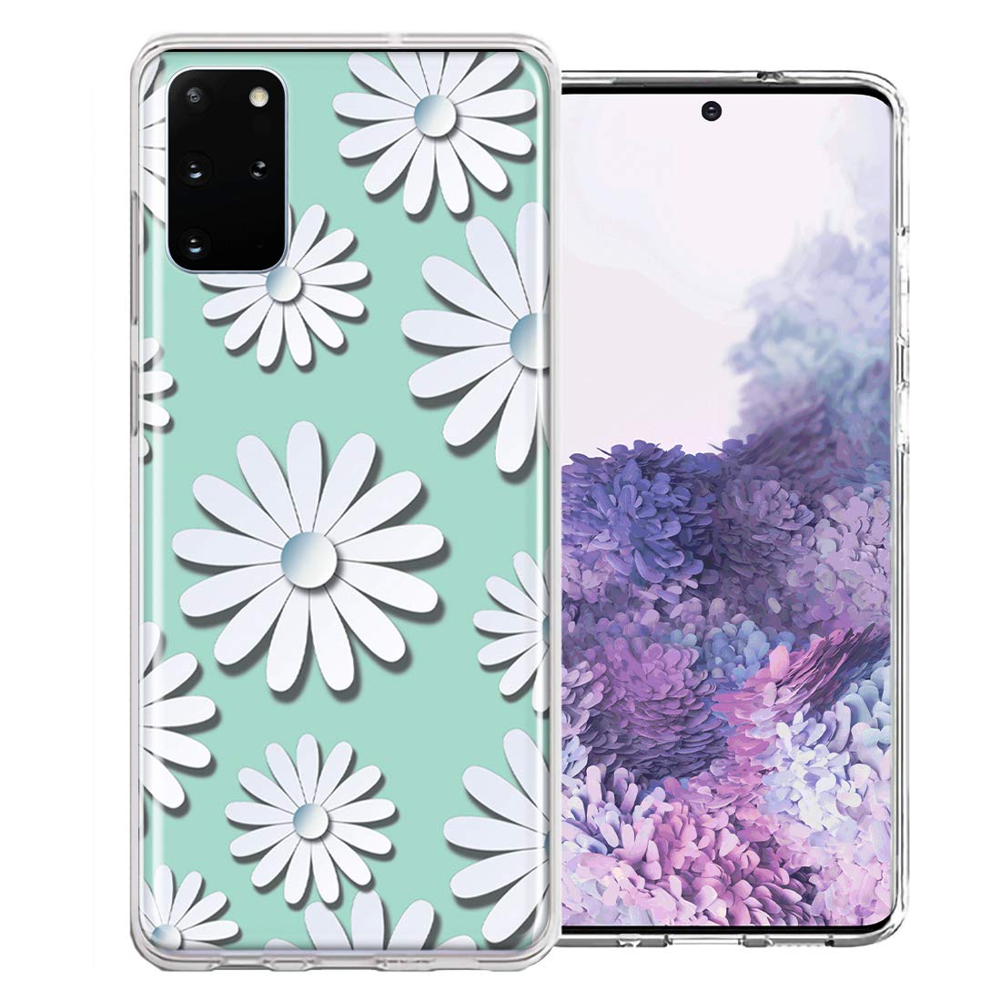Samsung Galaxy S20 Case - White Teal Daisies Design for Daily Protection