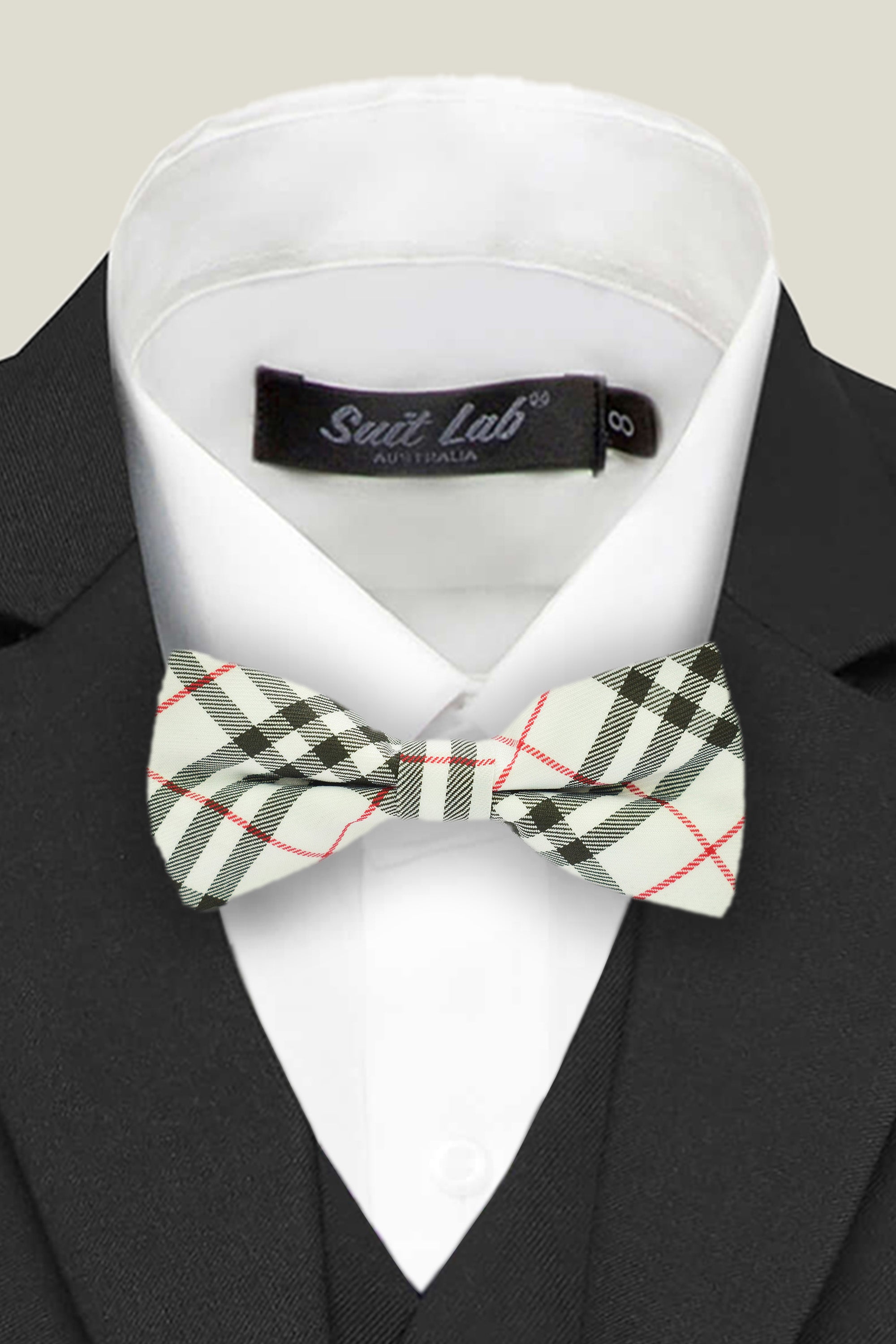 Boys White Checkered Bow Tie - Classic Formal Neckwear for Weddings, Parties & School Events